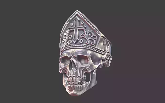 dark goth priest skull ring