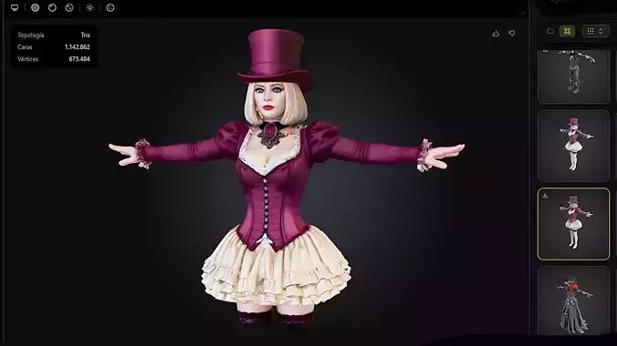 Victorian Dancer  woman 3D rigged high quality model character