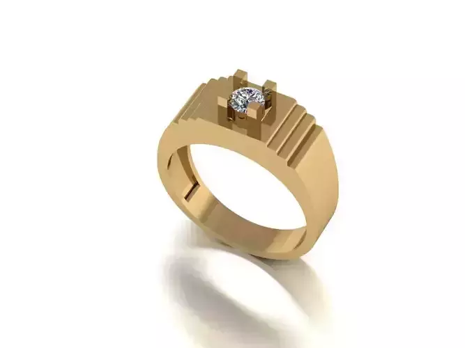 4 Prongs Men  Wedding Ring with Diamond