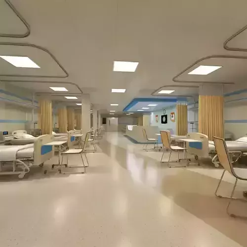 Hospital Wardroom with Monitoring Units and Nurses Station