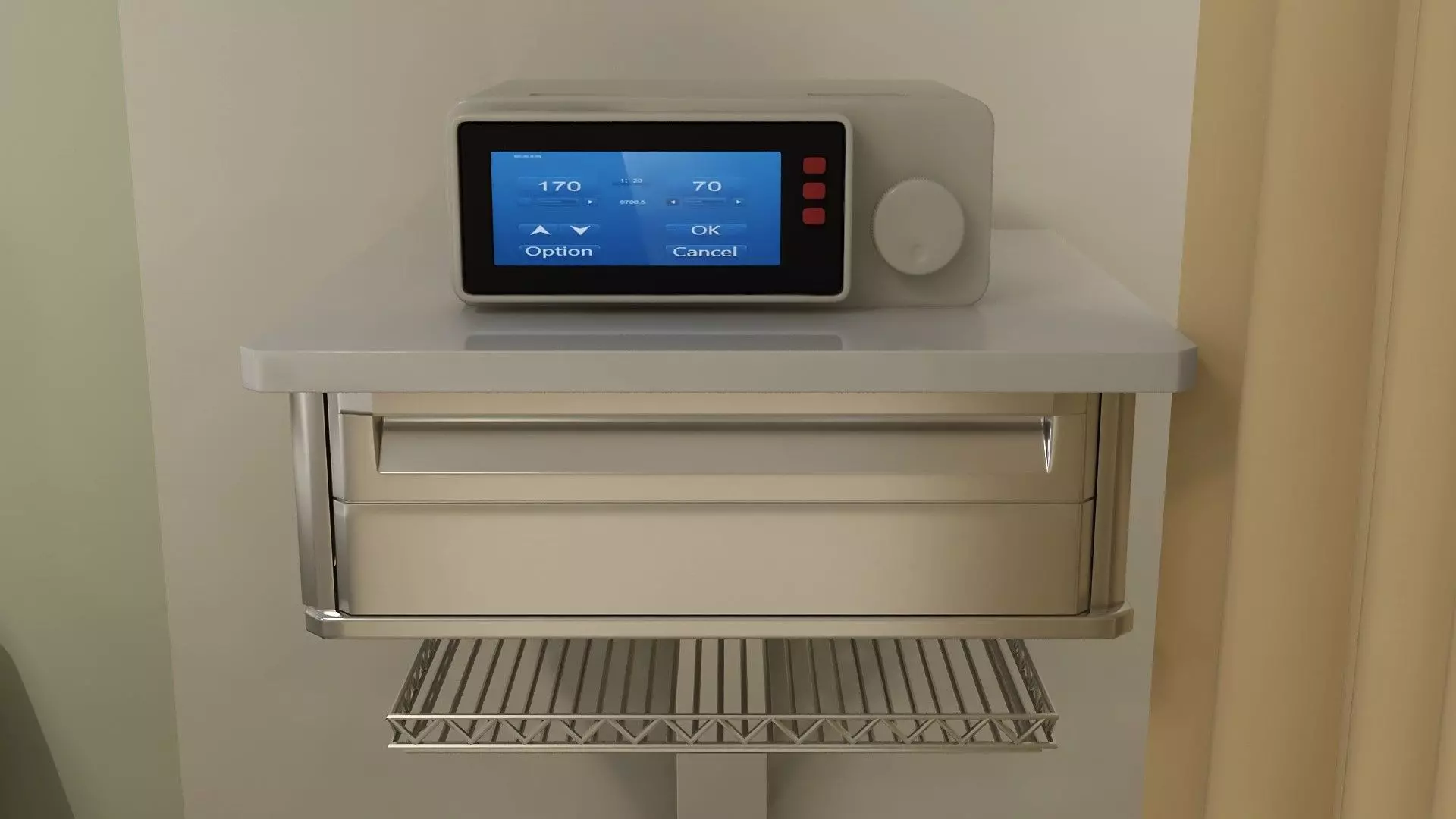 Hospital Wardroom with Monitoring Units and Nurses Station 3D model_14