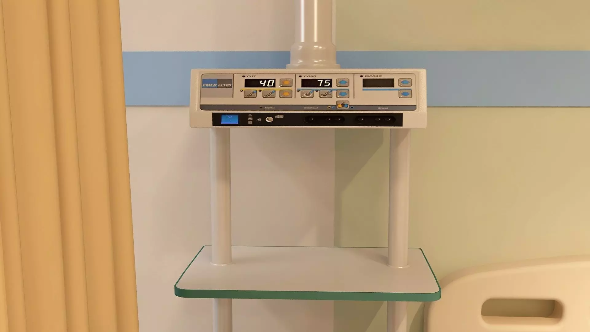 Hospital Wardroom with Monitoring Units and Nurses Station 3D model_13