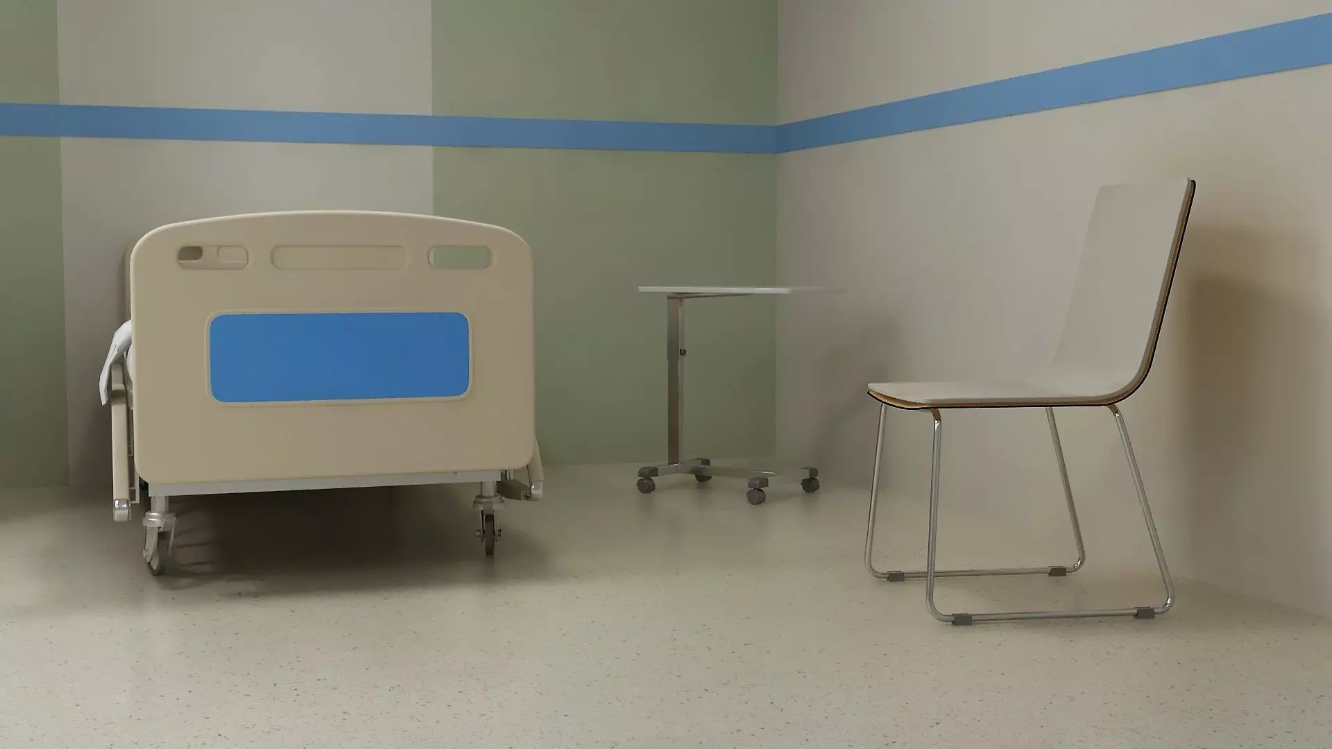 Hospital Wardroom with Monitoring Units and Nurses Station 3D model_16