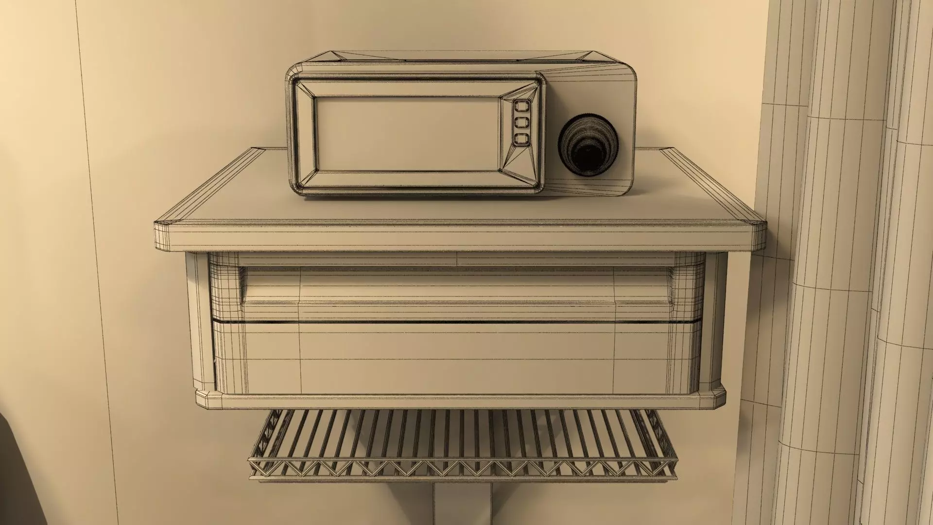 Hospital Wardroom with Monitoring Units and Nurses Station 3D model_15