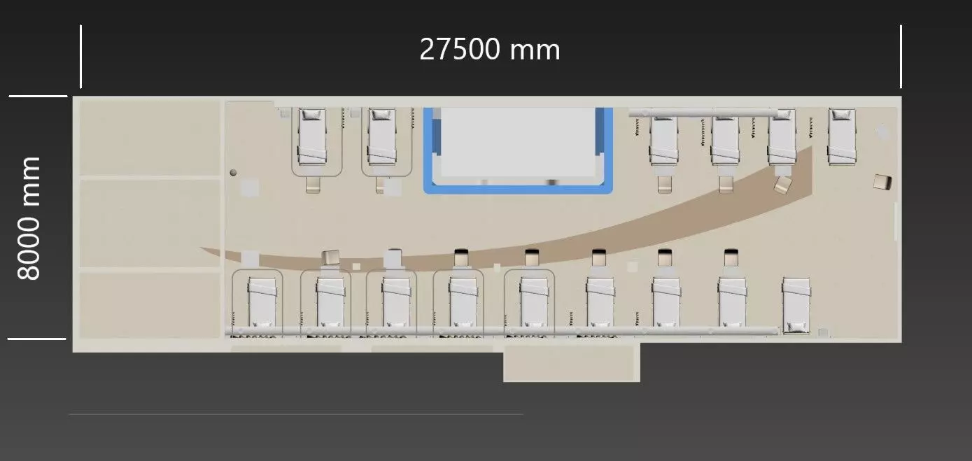 Hospital Wardroom with Monitoring Units and Nurses Station 3D model_20