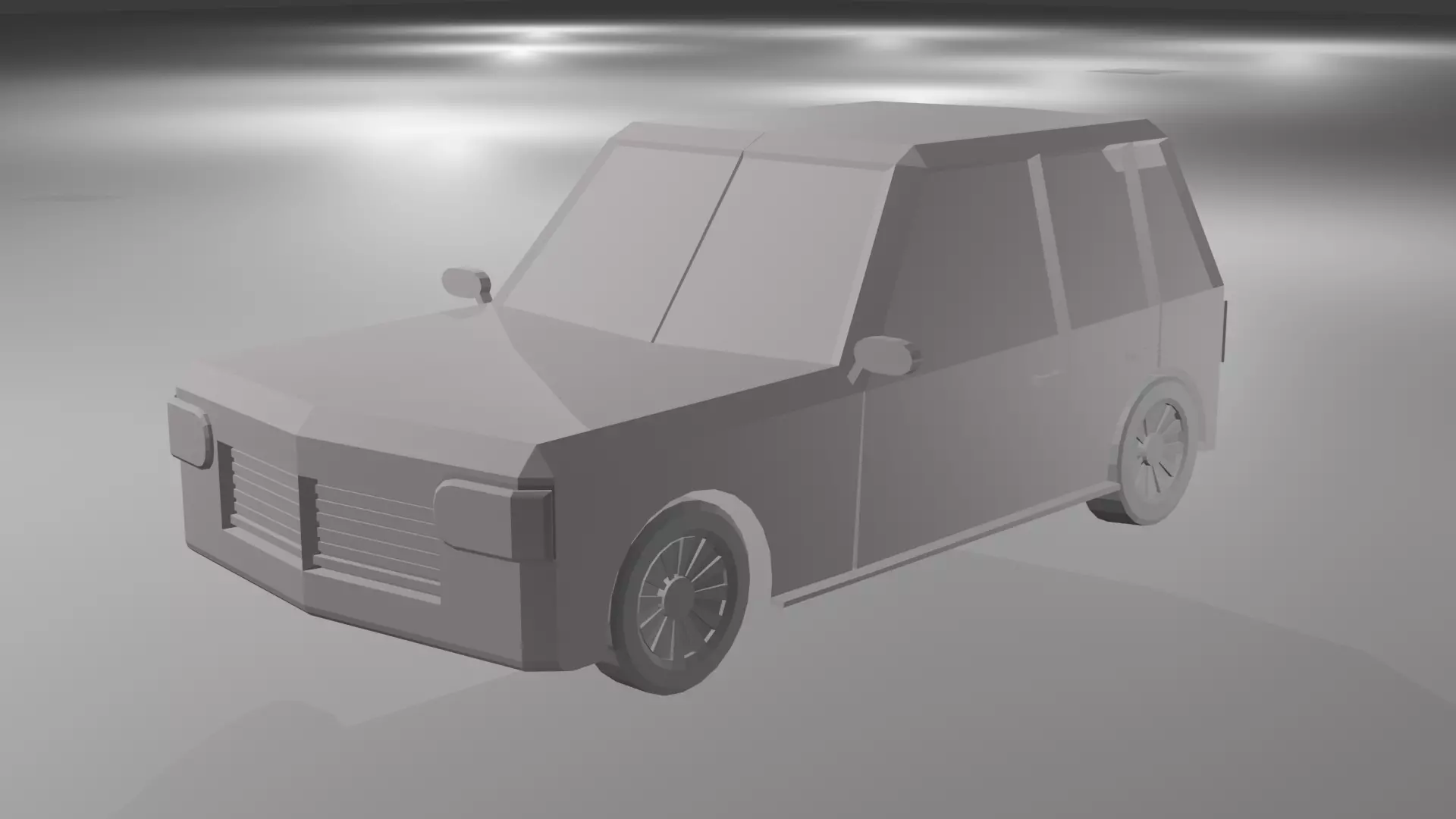 Low Poly White SUV Car Stylized 3D Model Low-poly 3D model_1