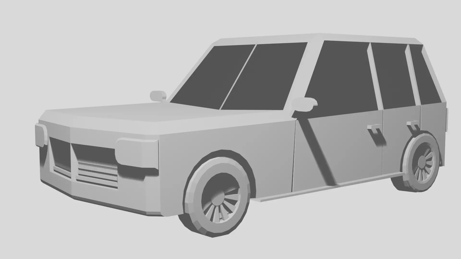 Low Poly White SUV Car Stylized 3D Model Low-poly 3D model_2