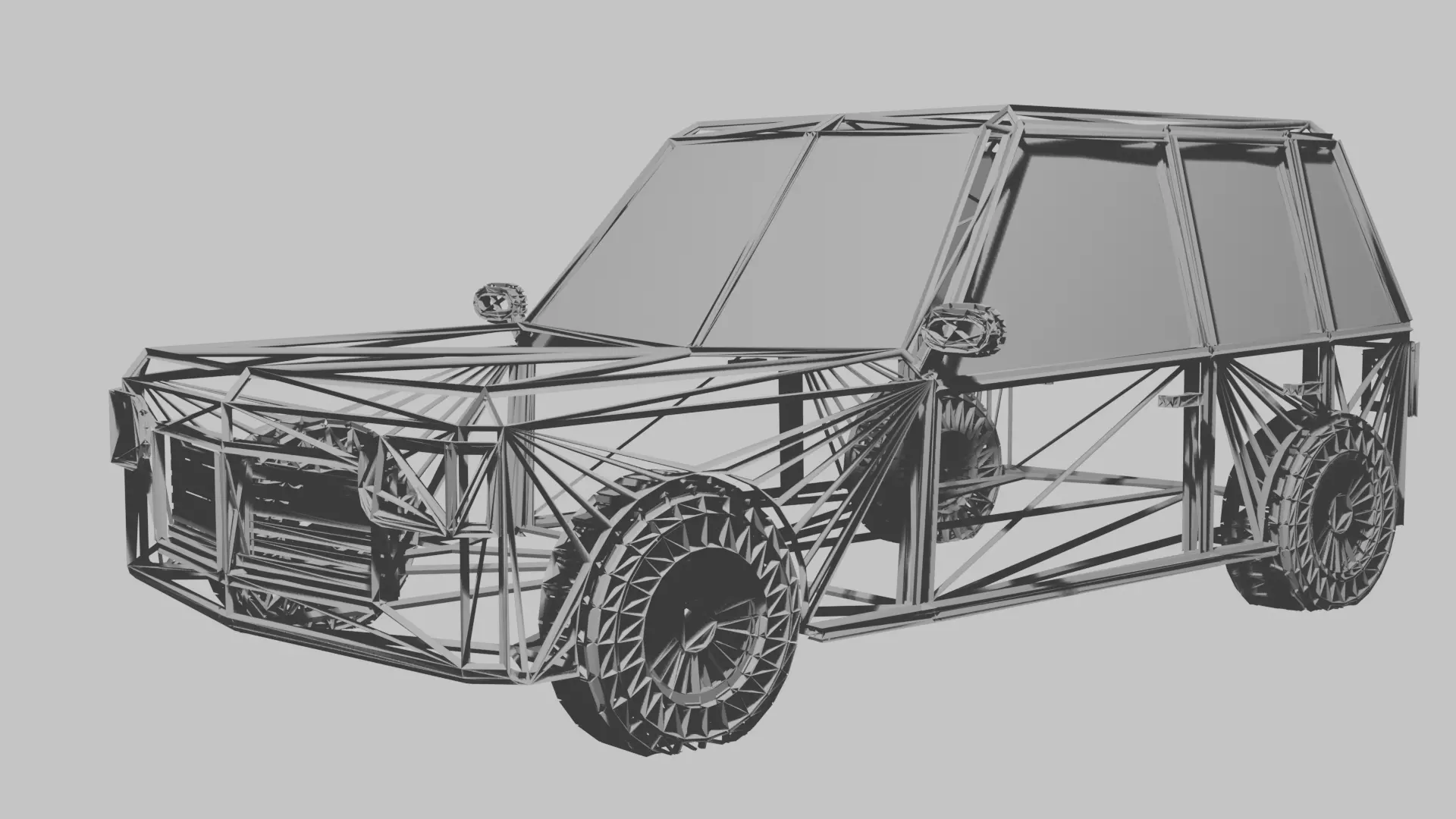Low Poly White SUV Car Stylized 3D Model Low-poly 3D model_3
