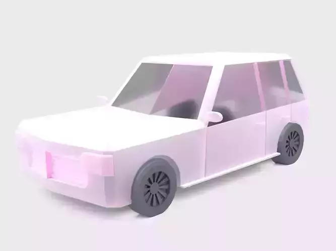 Low Poly White SUV Car Stylized 3D Model Low-poly 3D model