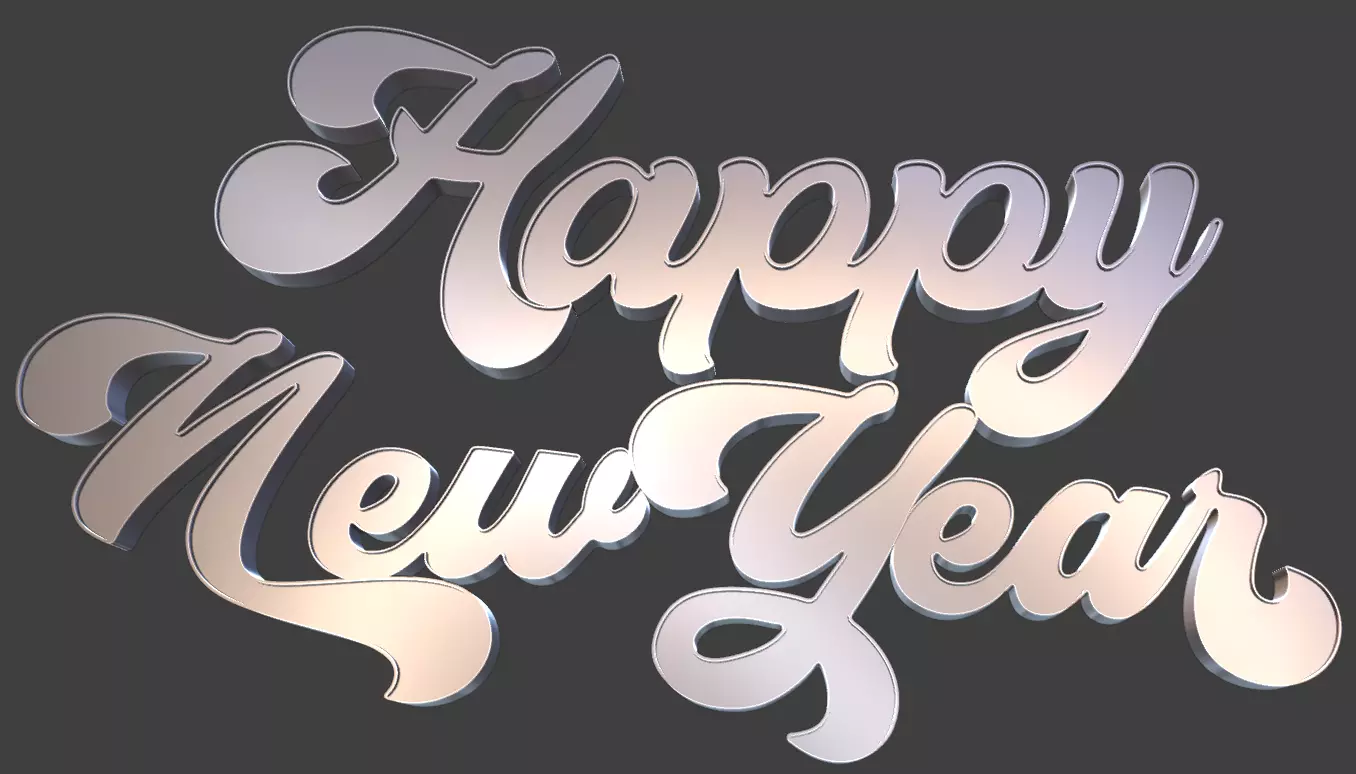 Happy New Year Festive 3D Text 3D print model_2