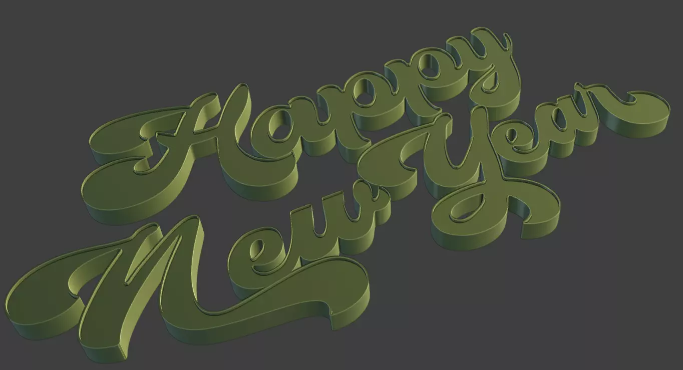 Happy New Year Festive 3D Text 3D print model_4