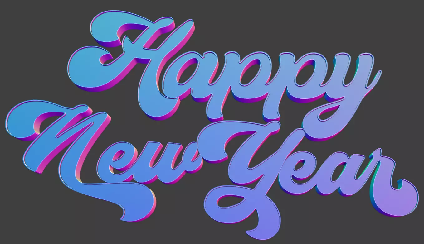 Happy New Year Festive 3D Text 3D print model_3