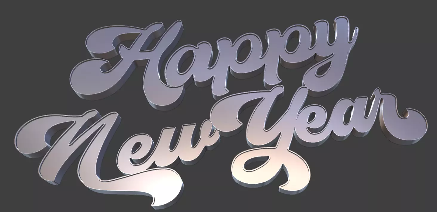 Happy New Year Festive 3D Text 3D print model_0