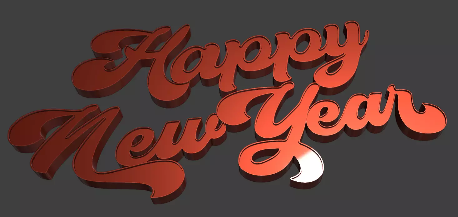 Happy New Year Festive 3D Text 3D print model_5