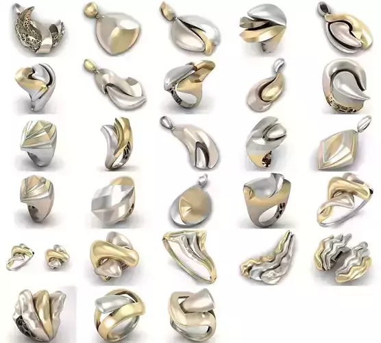 28 Ring Pendant Fantasy Jewelry 3dm