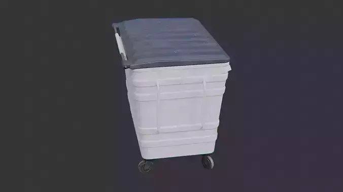 Green outdoor dumpster with lid and wheels