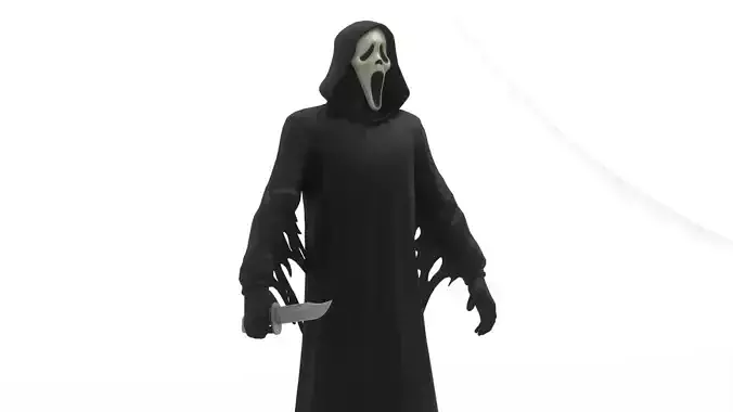 Ghostface 3D Model Scream Movie Horror Mask Rigged Game-Ready