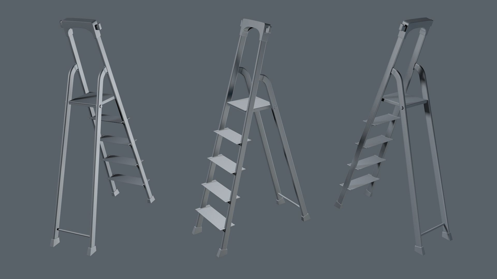 Ladder three ladders 3D model_2