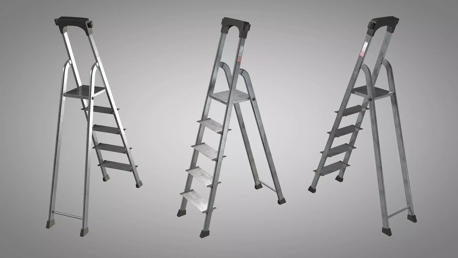 Ladder three ladders 3D model_0