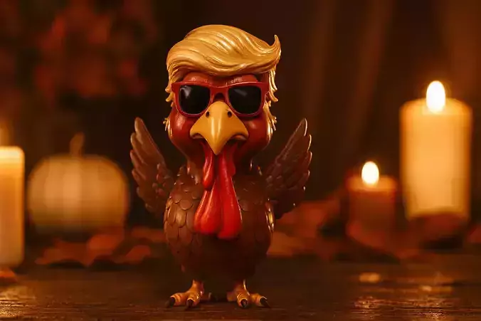 Funny Trump Turkey Figurine Printed Political Gag Thanksgiving 