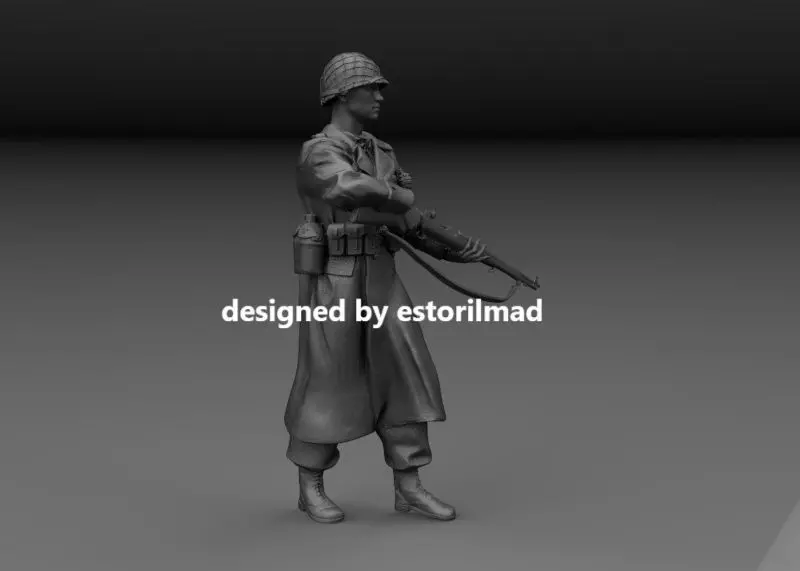 WW2 AMERICAN SOLDIER IN THE ARDENES BASTOGNE V4 3D print model_1