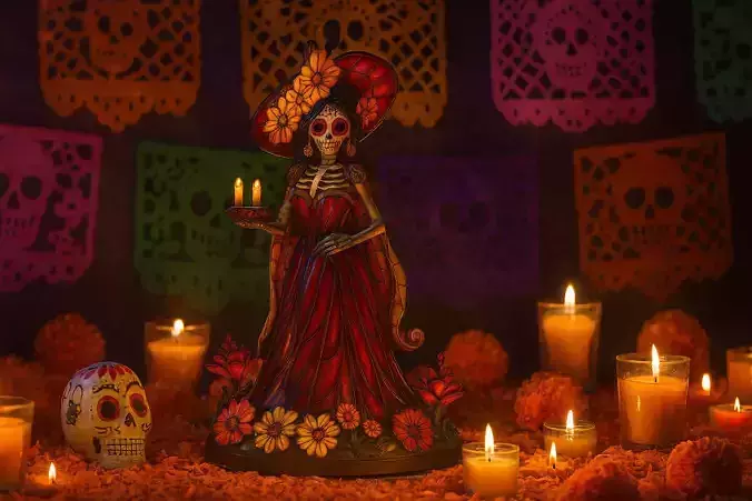 La Catrina Figurine Dia de los Muertos Skeleton Lady