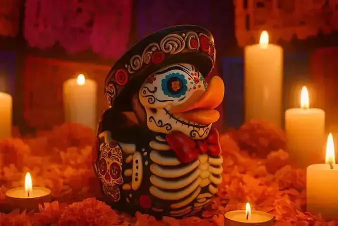 Day of the Dead Sugar Skull Duck Figurine Dia de los Muertos