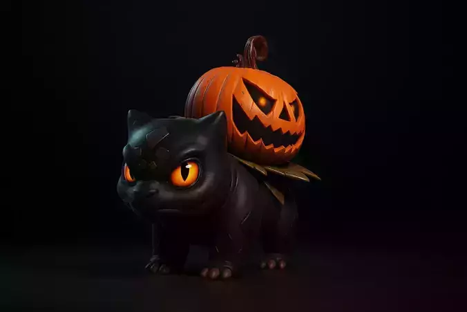 Halloween Bulbasaur Inspired Pumpkin Creature Spooky Pokemon