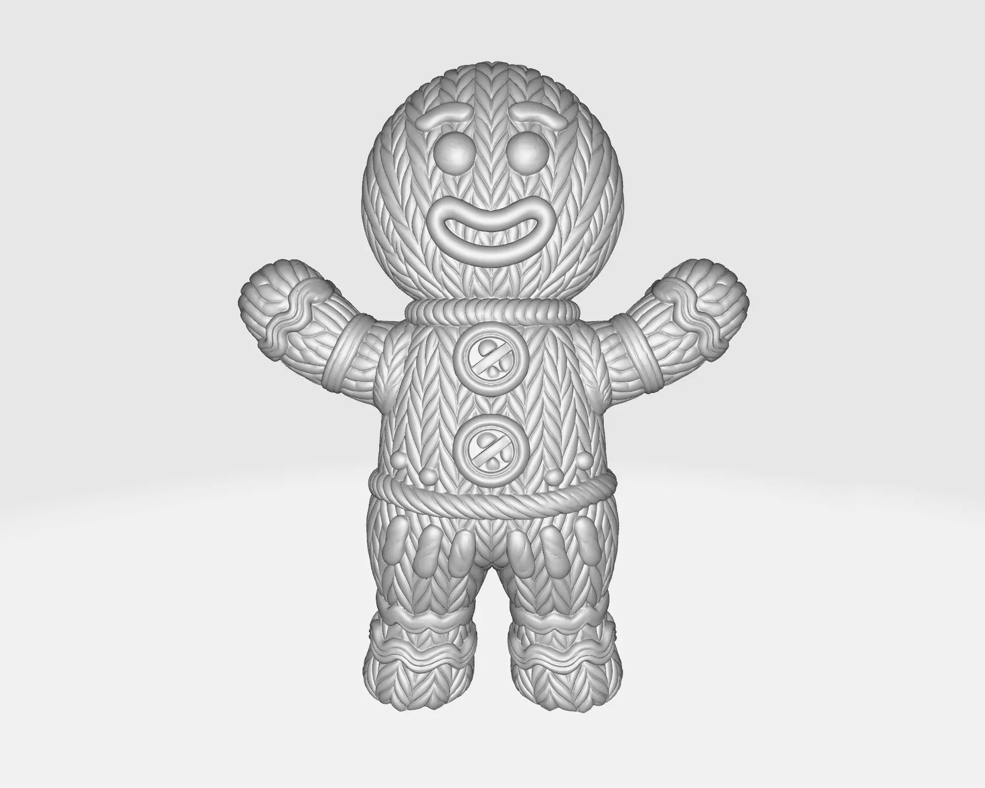 Gingerbread Man Figure Festive Holiday Cookie Character 3D print model_2