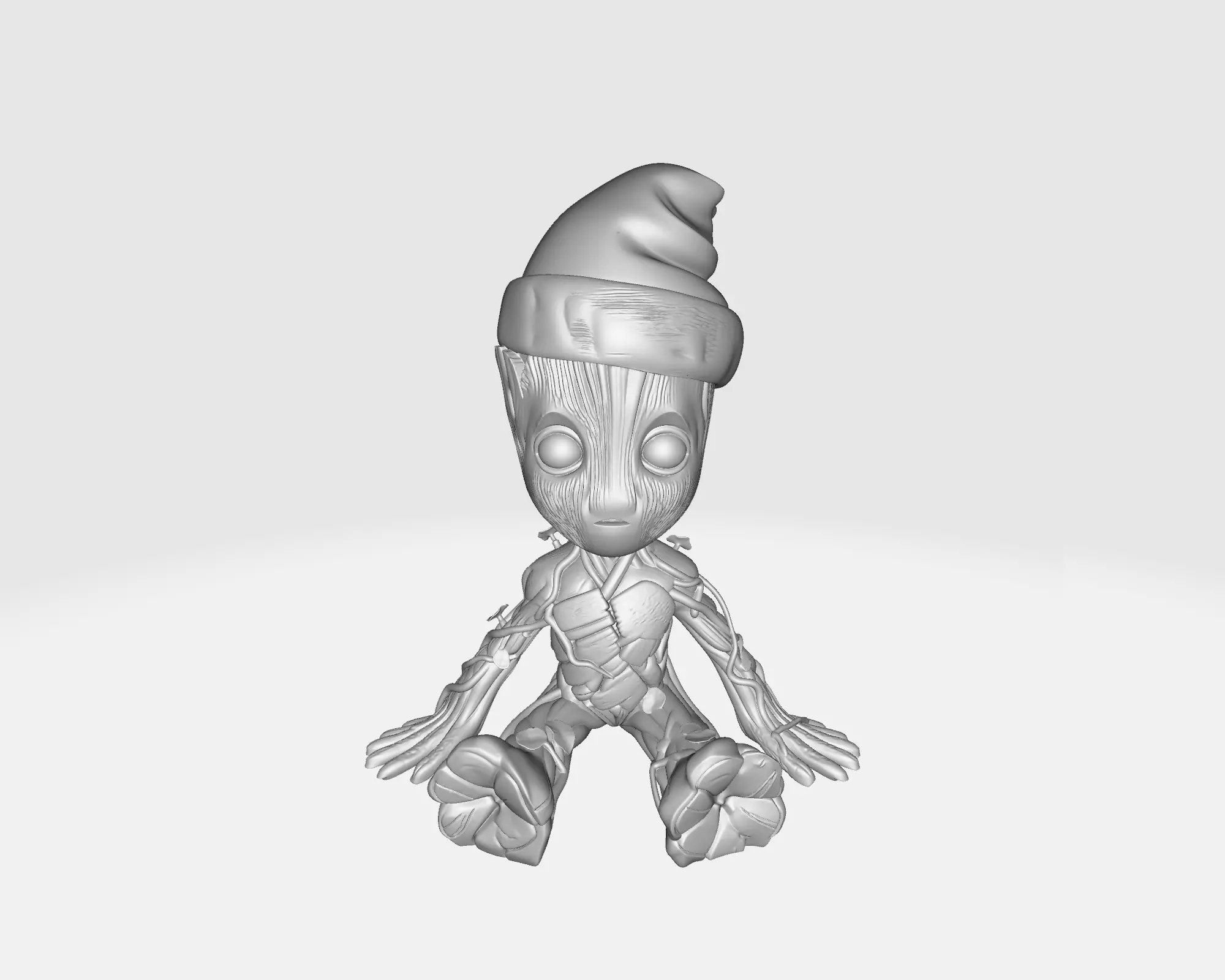 Groot with Santa Hat Cute Baby Groot Christmas Groot Figurine 3D print model_1