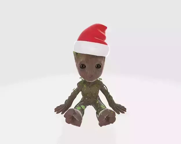 Groot with Santa Hat Cute Baby Groot Christmas Groot Figurine 3D print model Groot with Santa Hat Cute Baby Groot Christmas Groot Figurine 3D print model