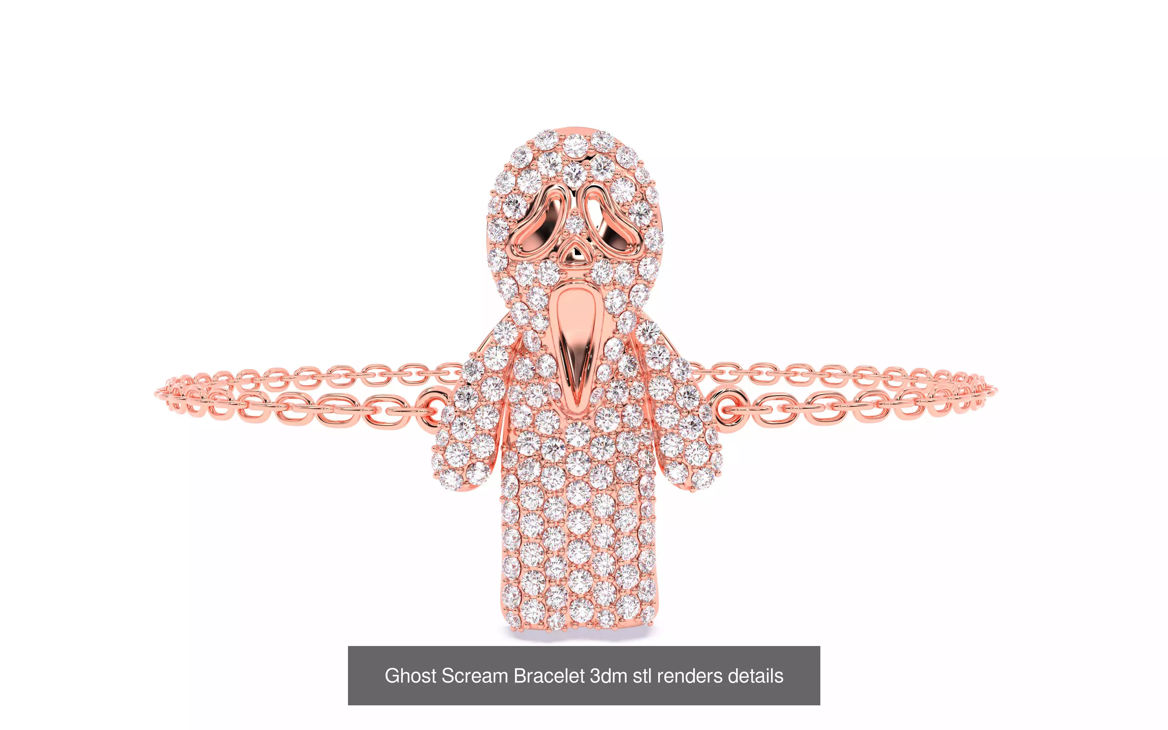 Halloween Ghost Scream Ring Earrings Pendant Bracelet Set 3D Model Collection_4