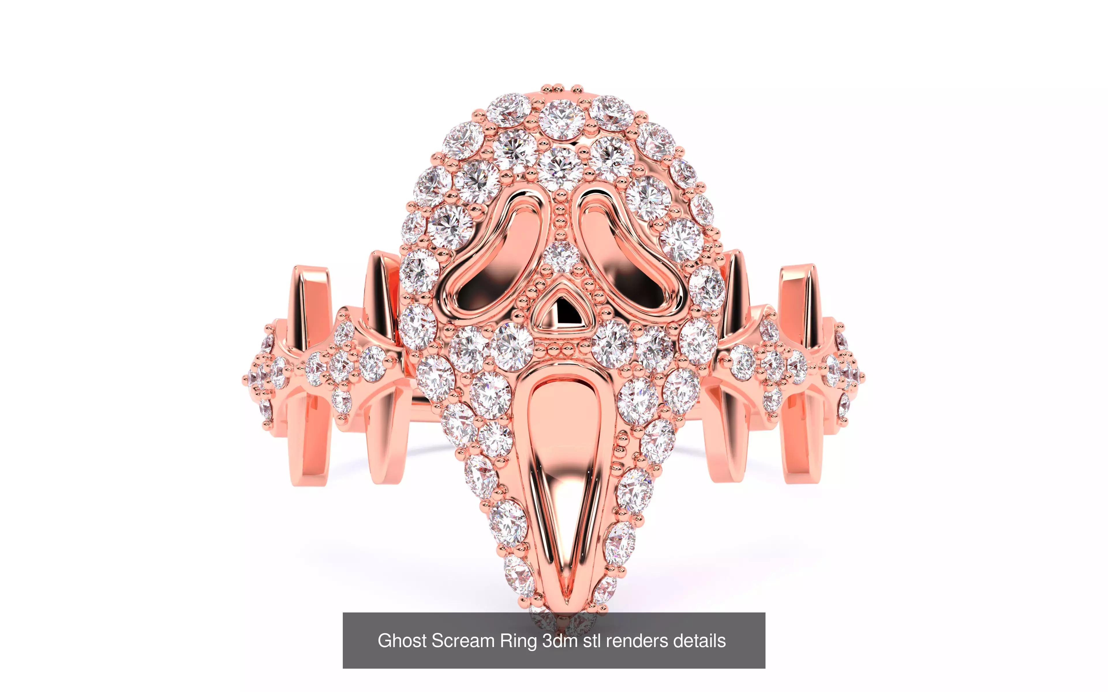 Halloween Ghost Scream Ring Earrings Pendant Bracelet Set 3D Model Collection_1