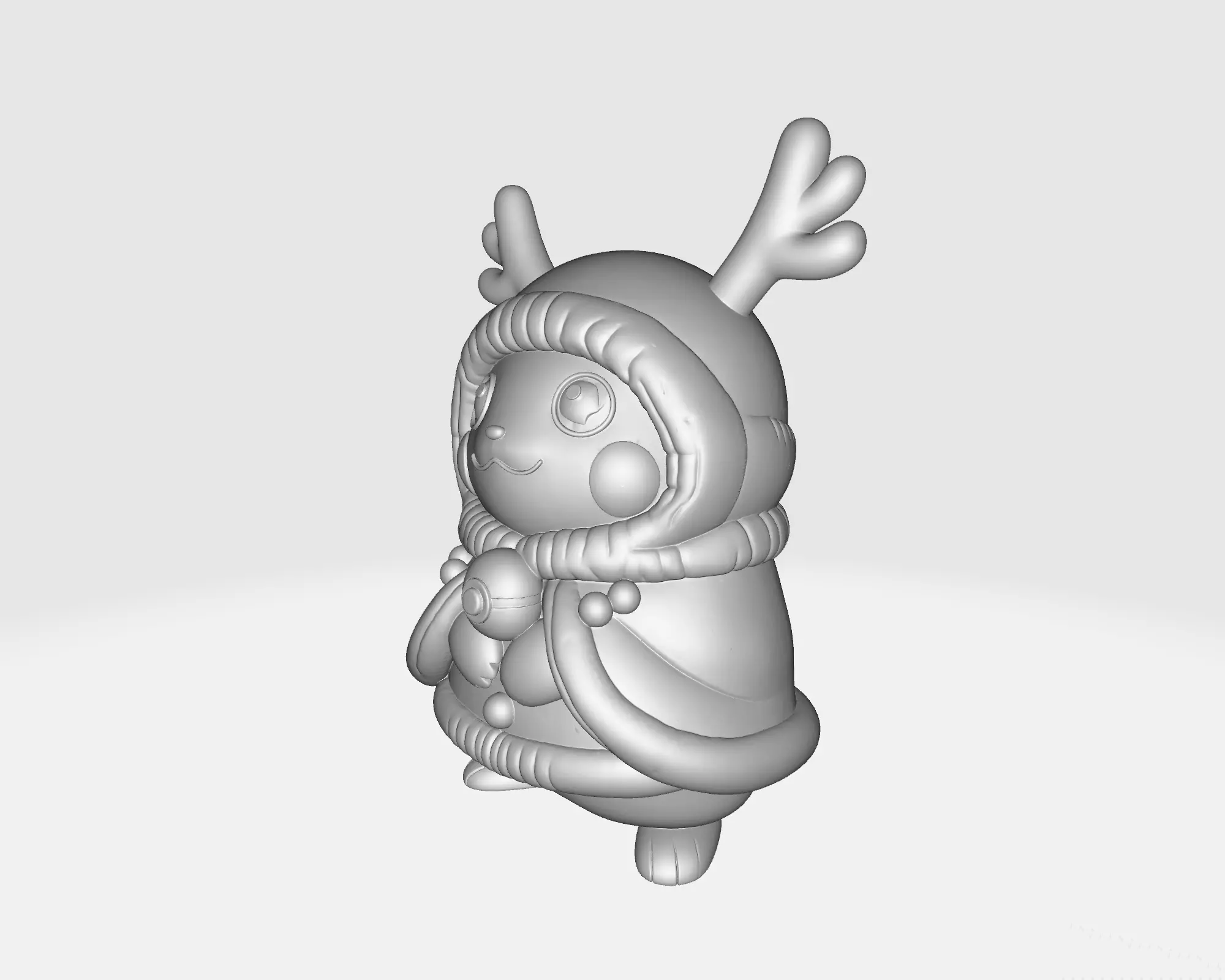 Reindeer Pikachu Christmas 3D Print Festive Pikachu Figurine 3D print model_2