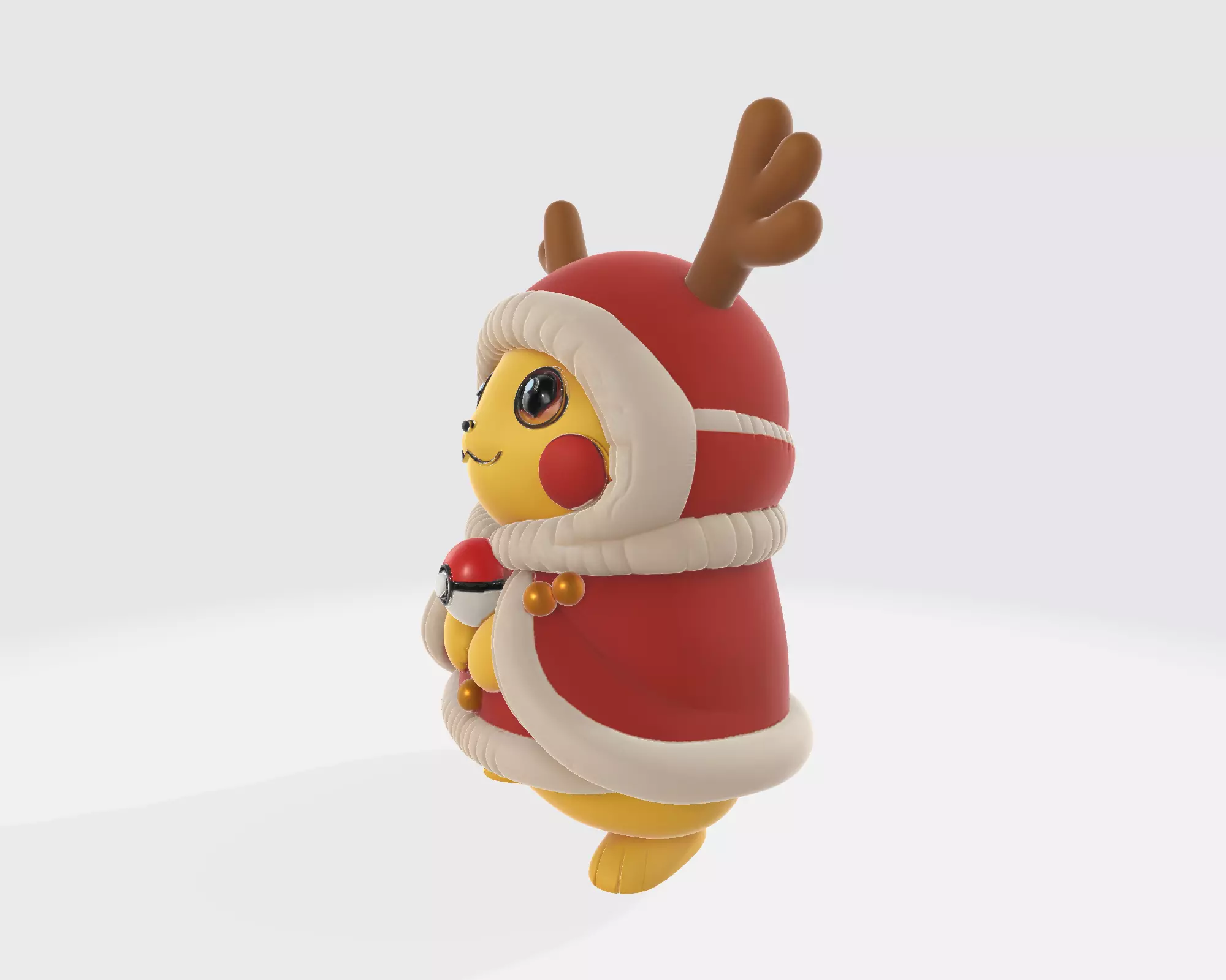 Reindeer Pikachu Christmas 3D Print Festive Pikachu Figurine 3D print model_6