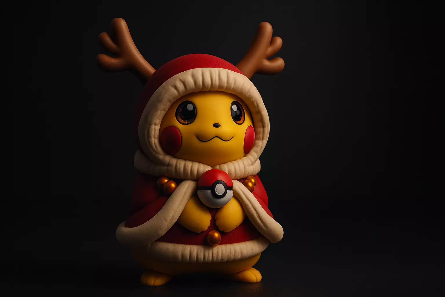 Reindeer Pikachu Christmas 3D Print Festive Pikachu Figurine 3D print model_0