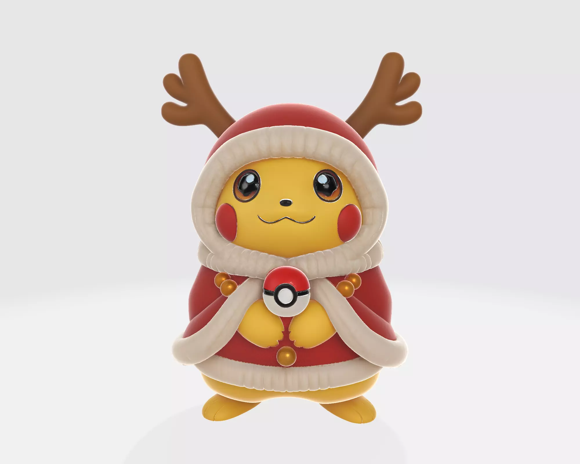 Reindeer Pikachu Christmas 3D Print Festive Pikachu Figurine 3D print model_5