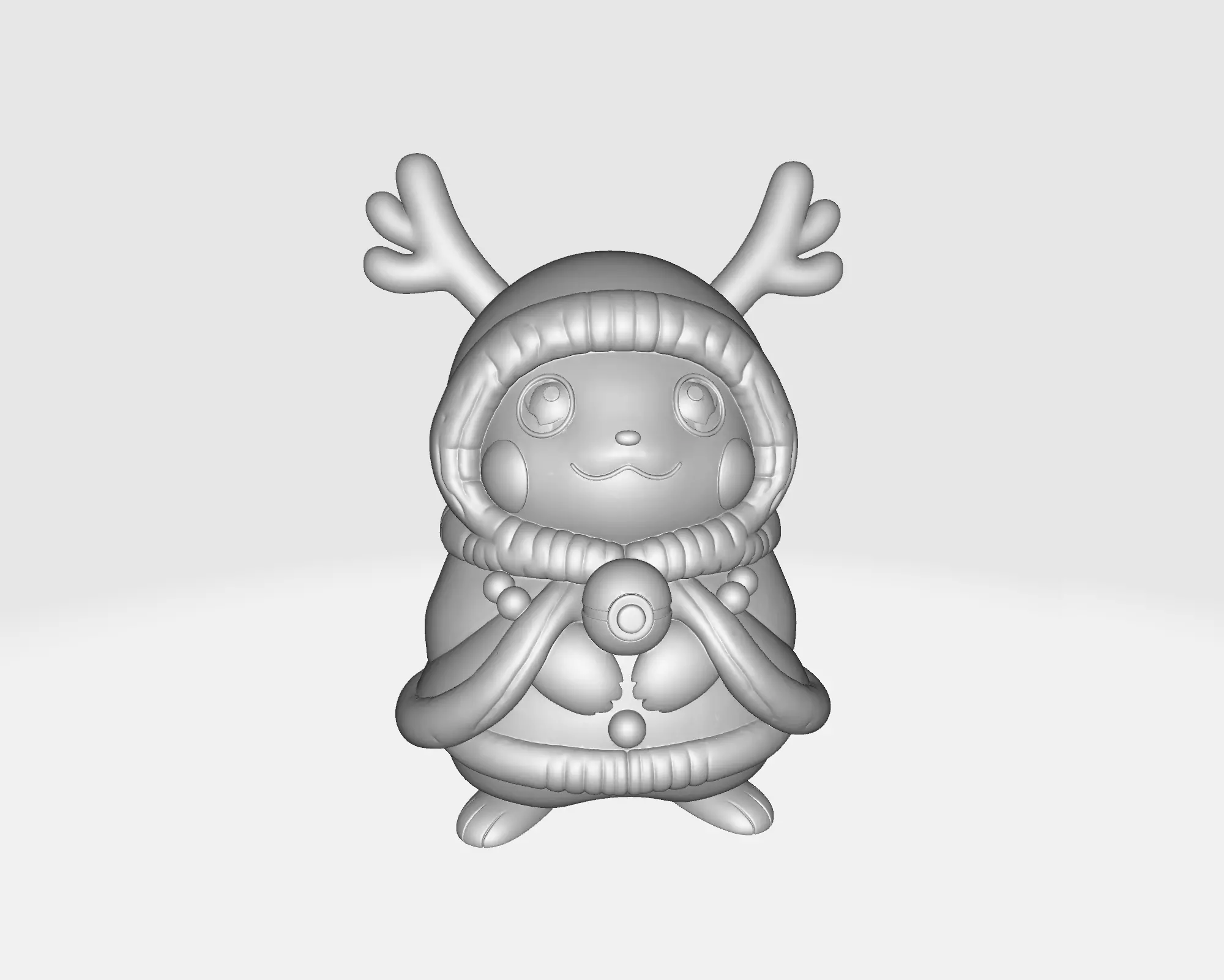 Reindeer Pikachu Christmas 3D Print Festive Pikachu Figurine 3D print model_1