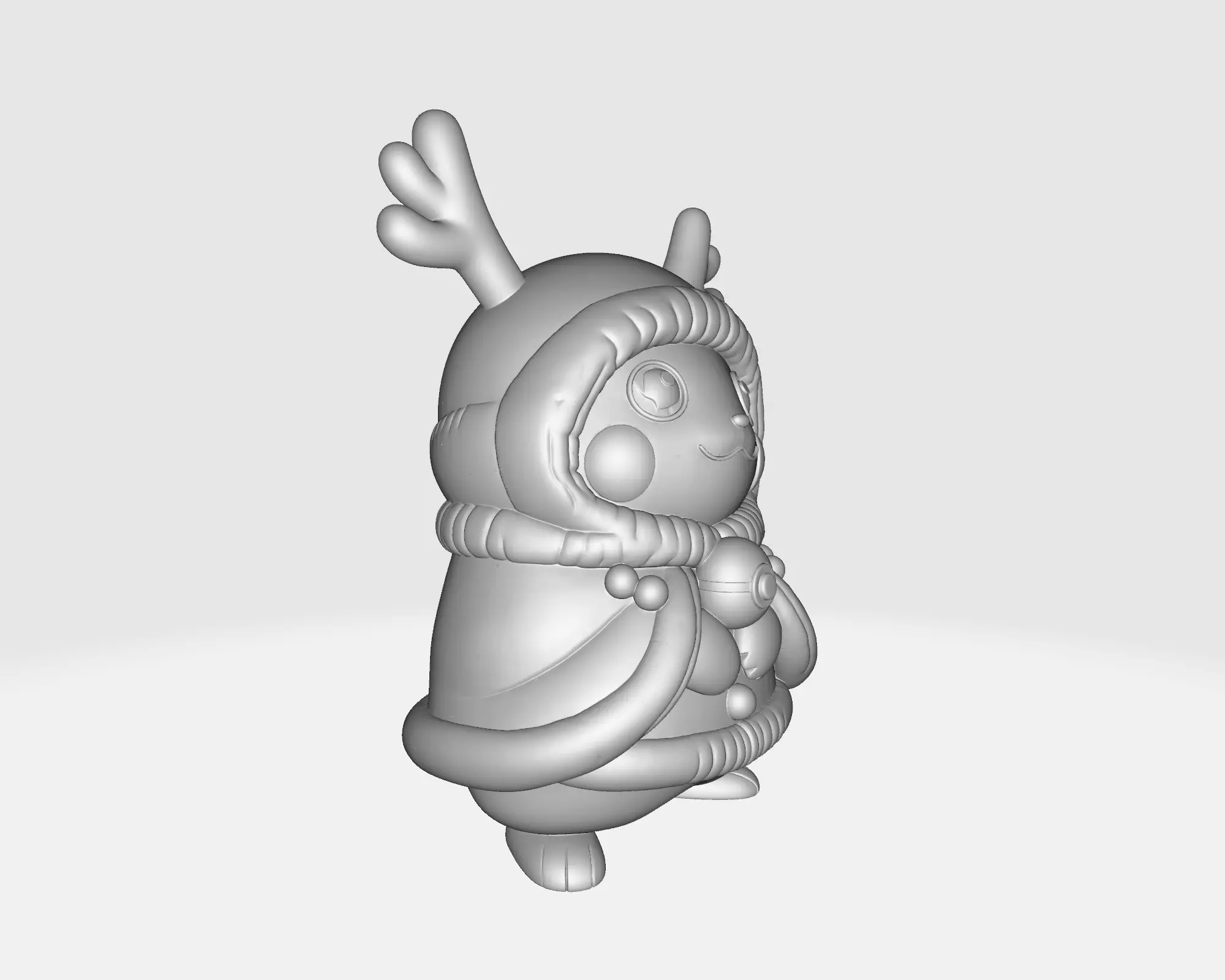 Reindeer Pikachu Christmas 3D Print Festive Pikachu Figurine 3D print model_3