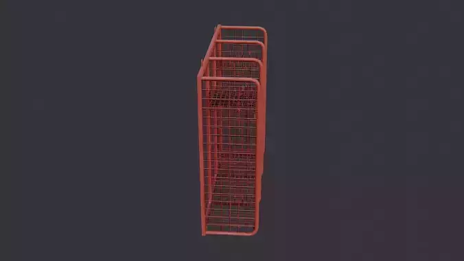 Red interior storage cabinet with three compartments