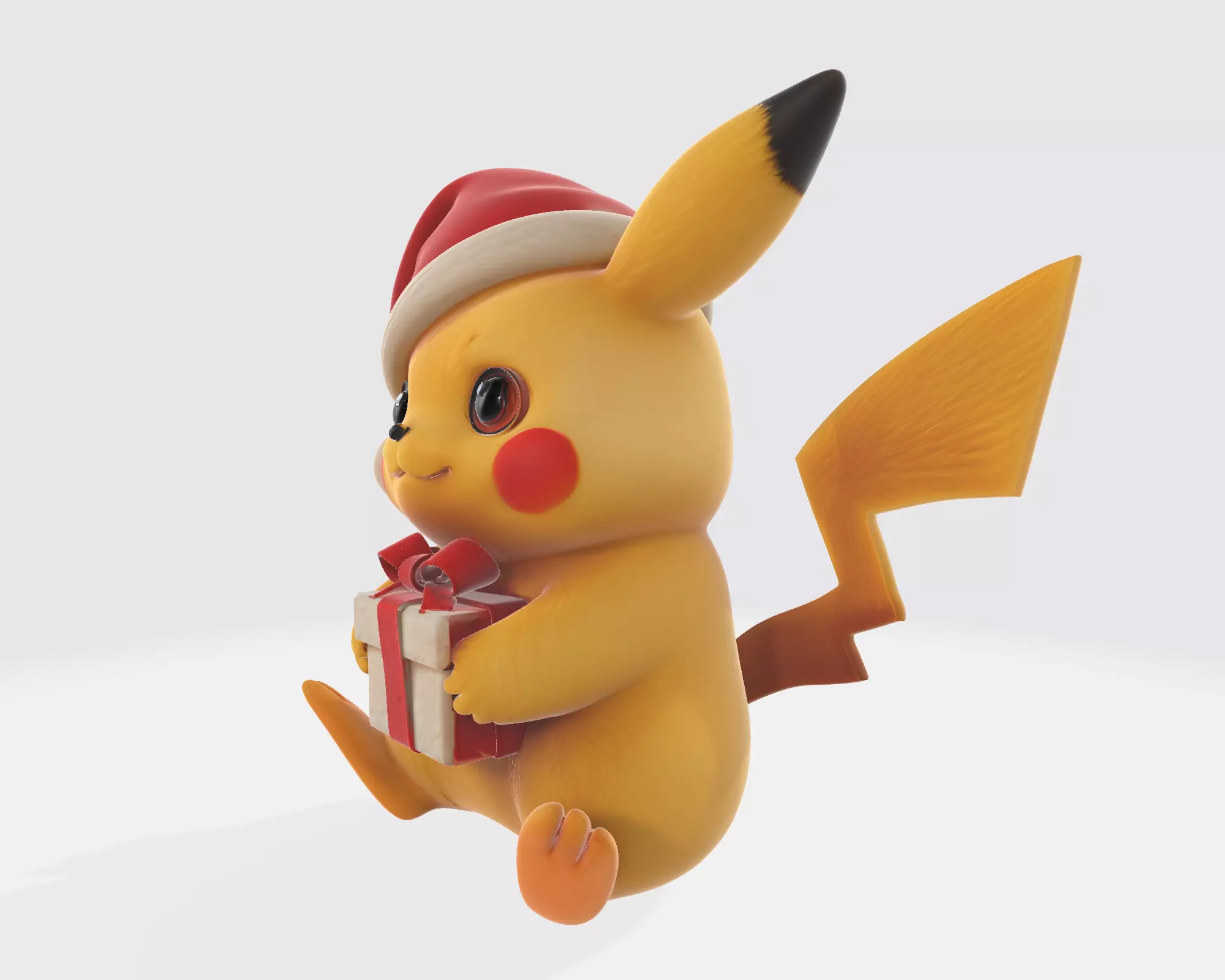 Christmas Pikachu Holding Festive Holiday Pokemon  3D print model_6