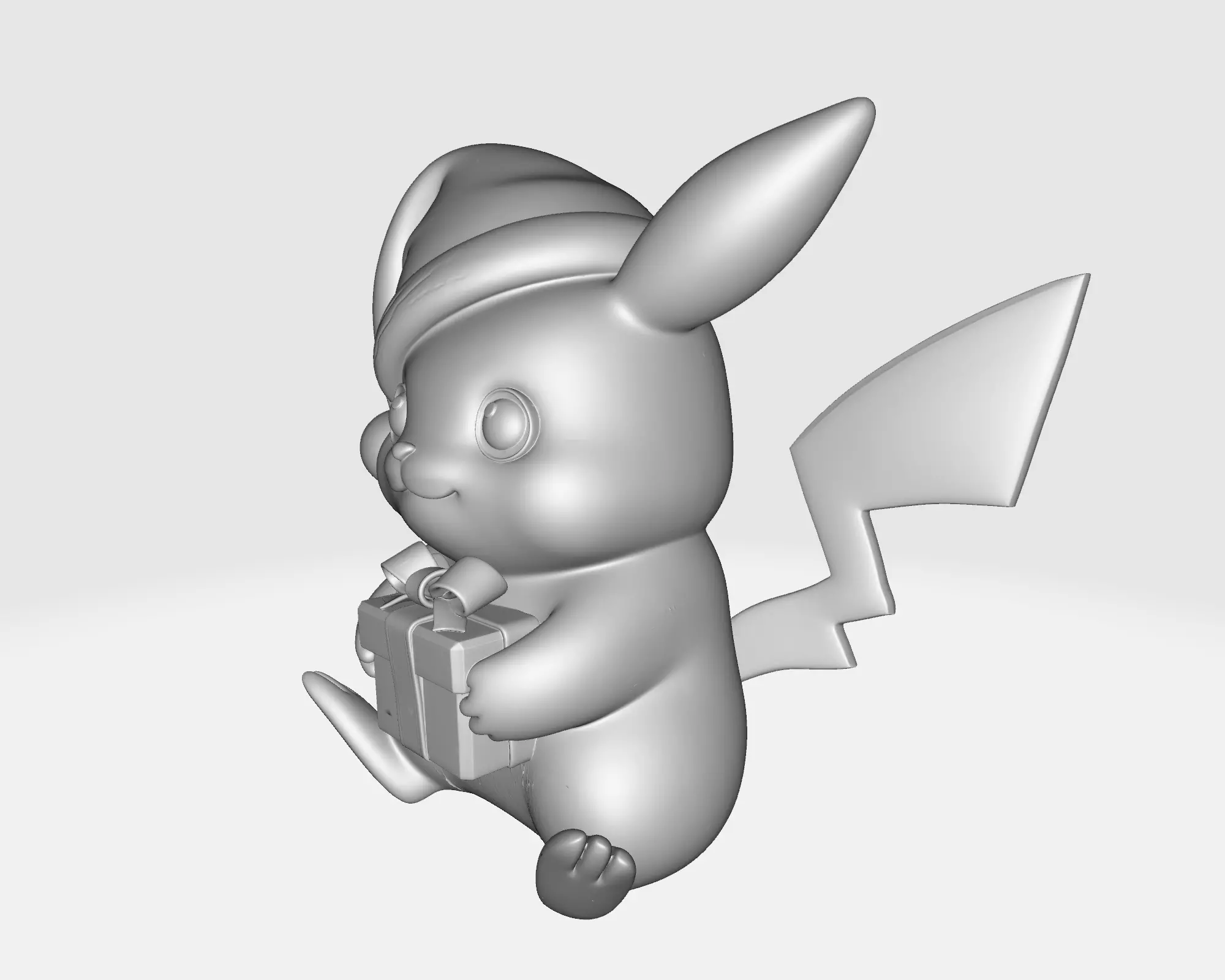 Christmas Pikachu Holding Festive Holiday Pokemon  3D print model_2