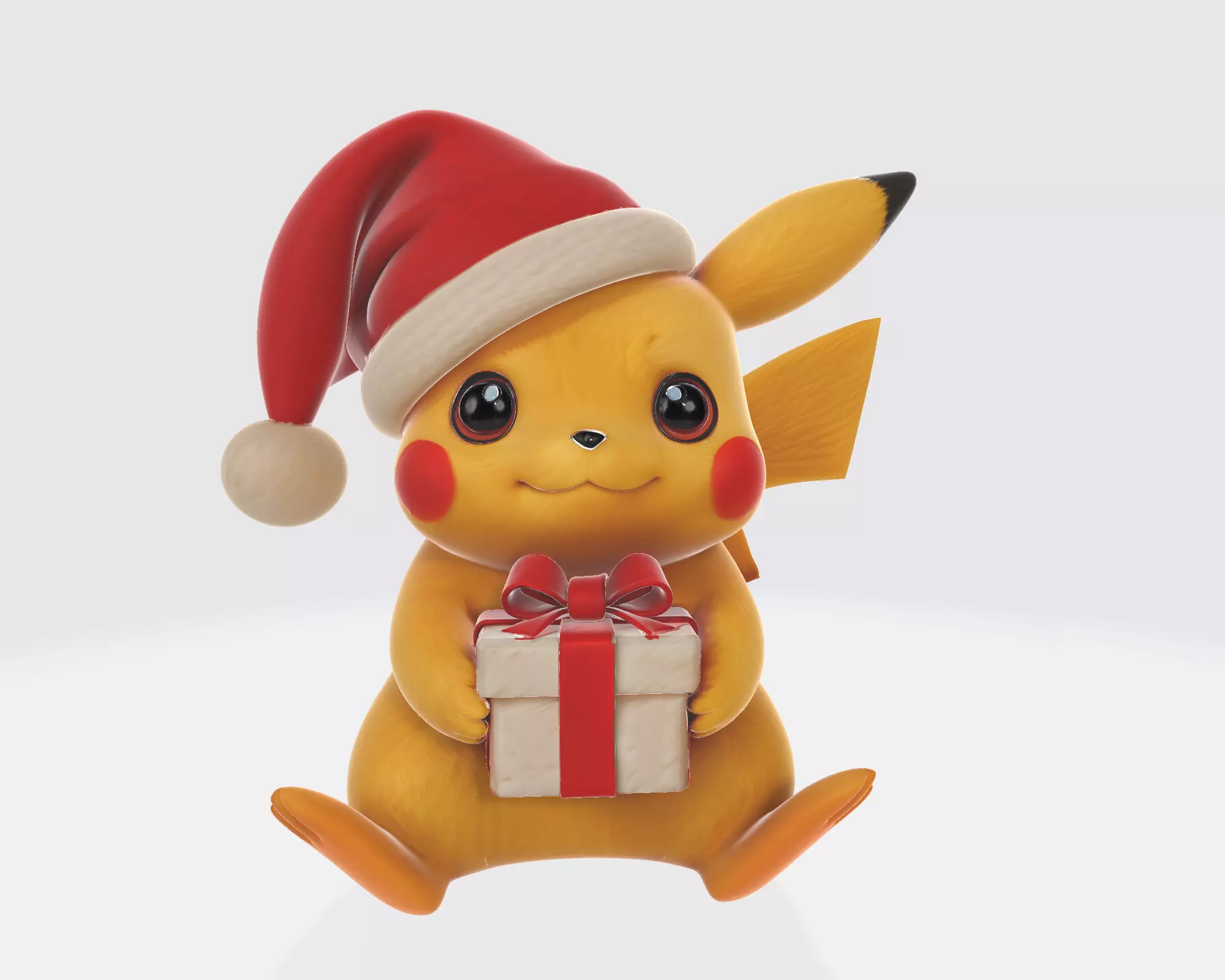 Christmas Pikachu Holding Festive Holiday Pokemon  3D print model_5