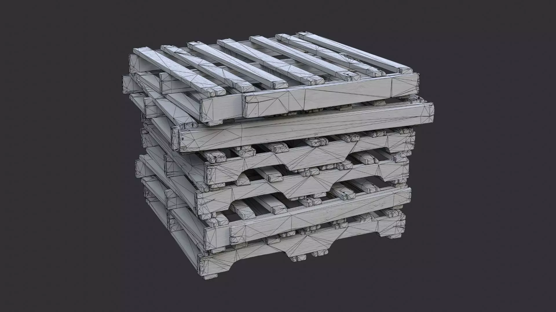 Weathered Wooden Pallet Stack for Industrial Use Low-poly 3D model_7