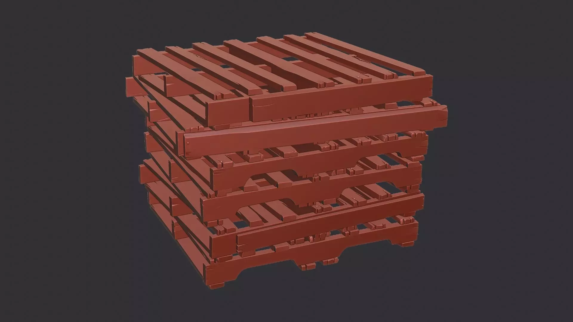 Weathered Wooden Pallet Stack for Industrial Use Low-poly 3D model_6