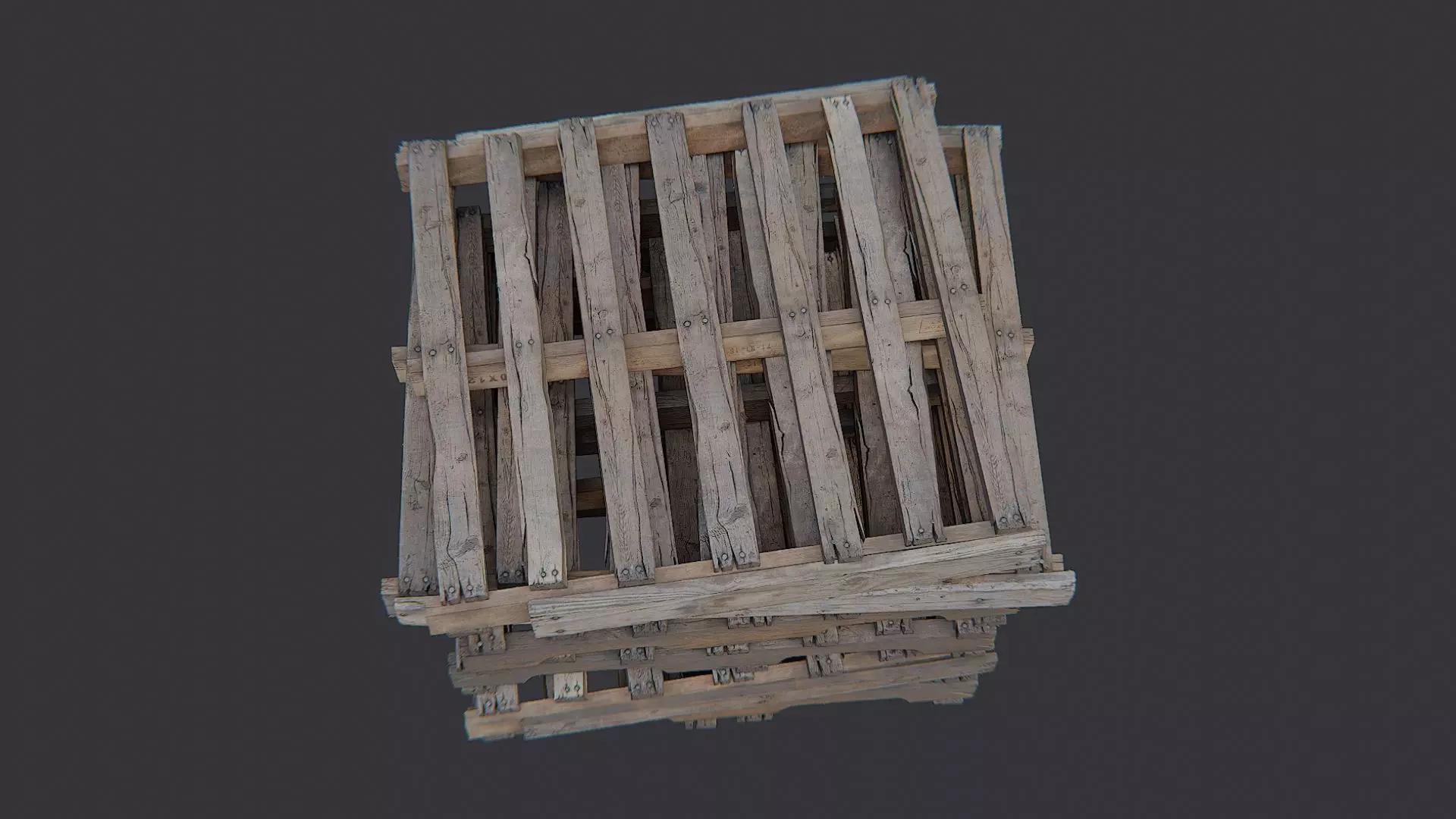 Weathered Wooden Pallet Stack for Industrial Use Low-poly 3D model_4