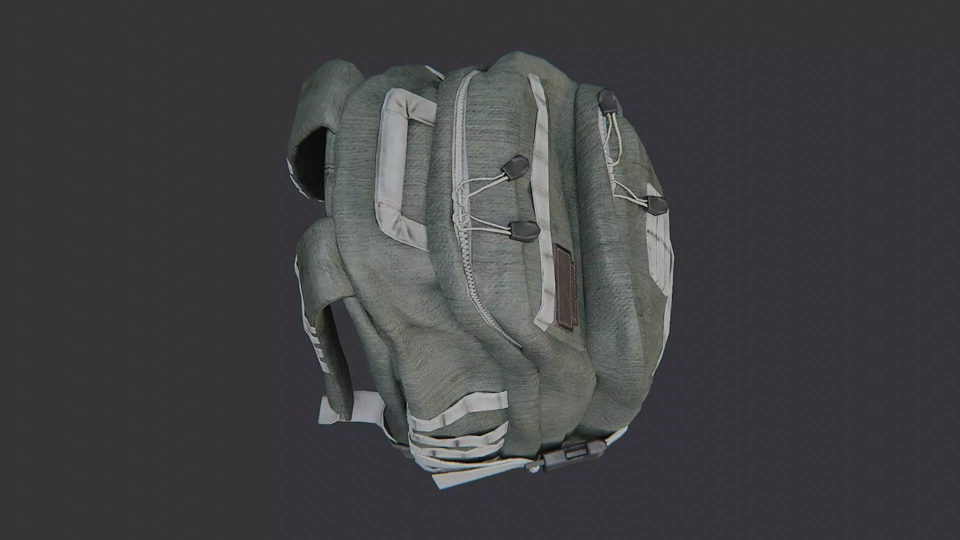 Olive Tactical Backpack with MOLLE Straps and Pouches Low-poly 3D model_4