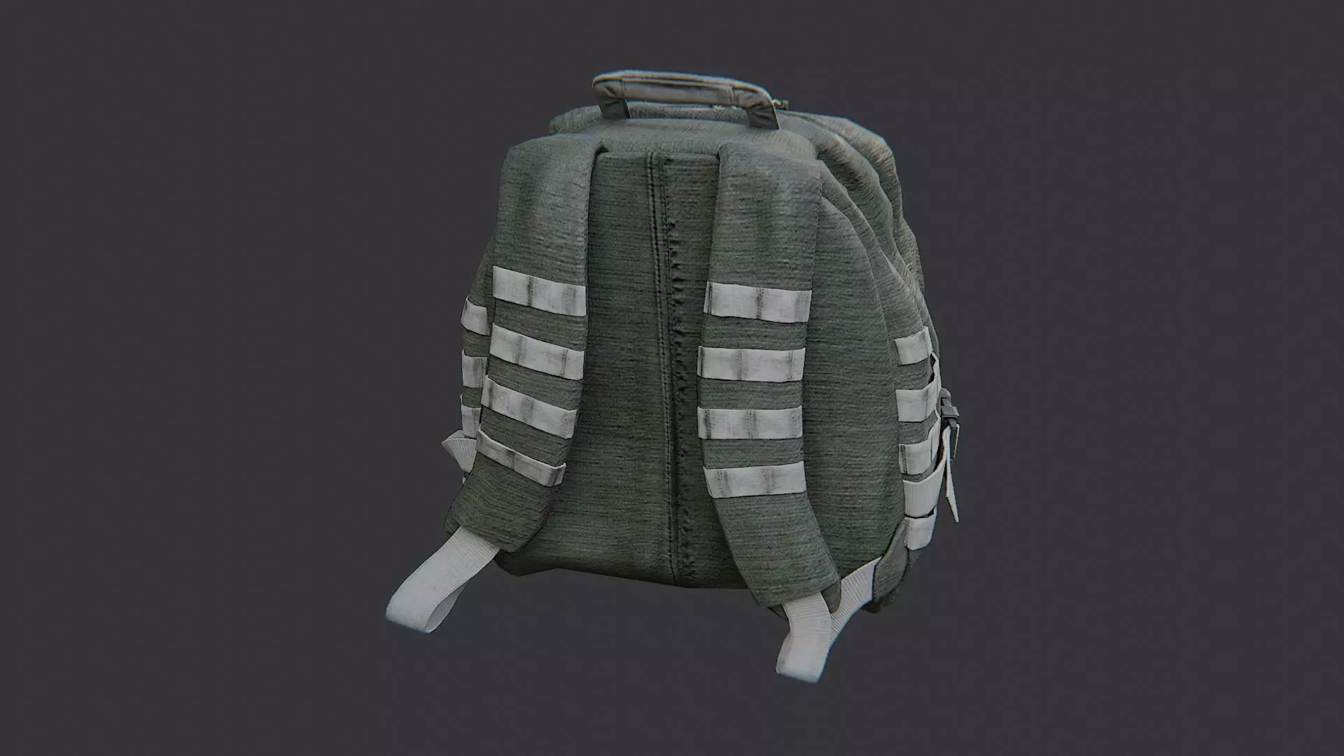 Olive Tactical Backpack with MOLLE Straps and Pouches Low-poly 3D model_1