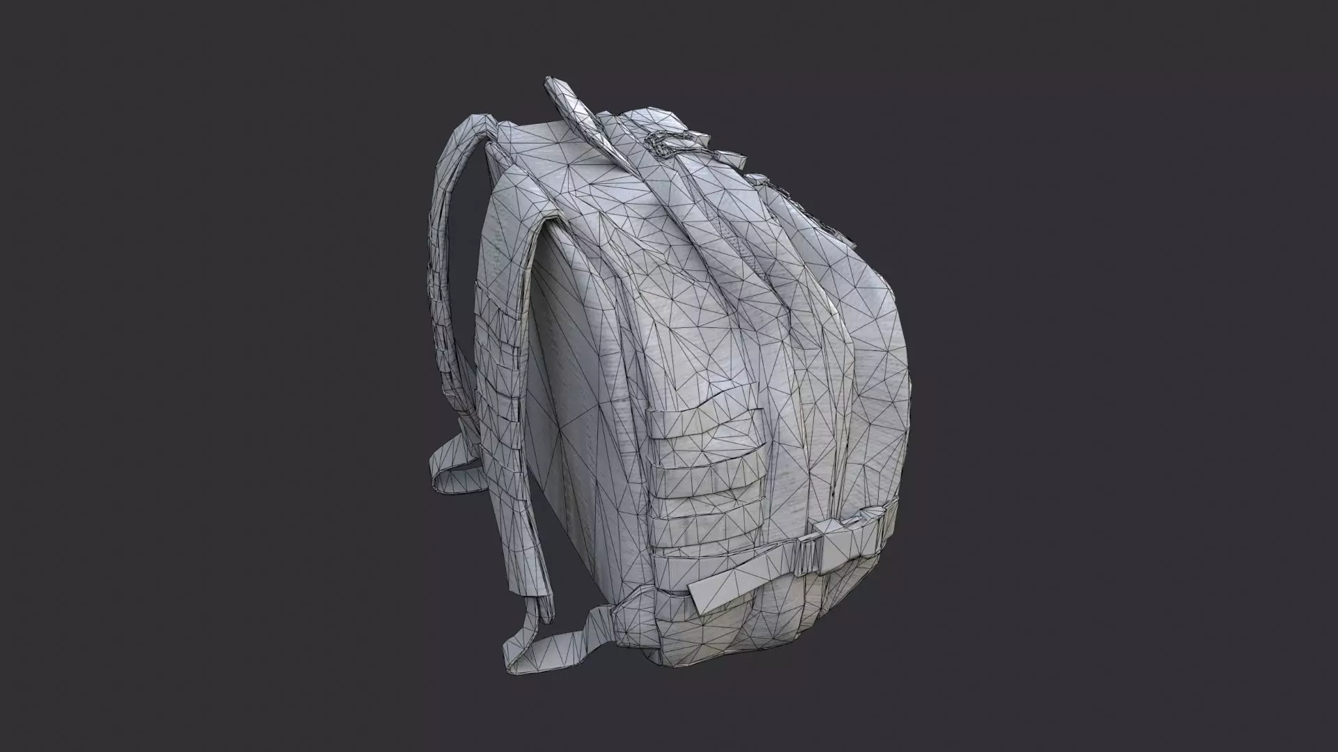 Olive Tactical Backpack with MOLLE Straps and Pouches Low-poly 3D model_7