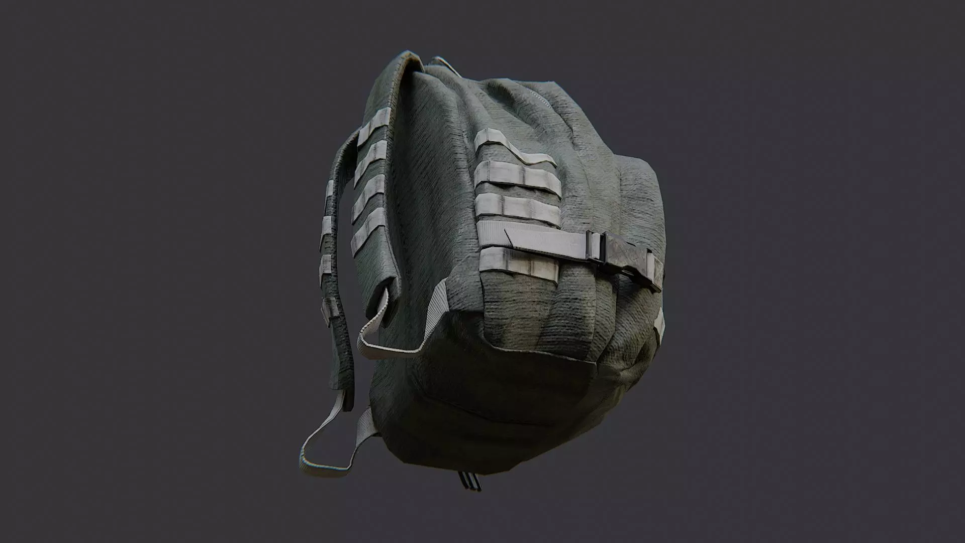 Olive Tactical Backpack with MOLLE Straps and Pouches Low-poly 3D model_5